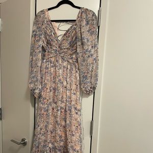 Kammy Floral Open Back Strappy Long Sleeve Maxi Dress
